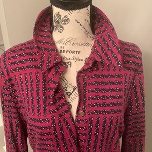 Talbots Shirt Dress (Burgundy & Navy) with Ribbon Pattern (Knit Cotton) Size XL